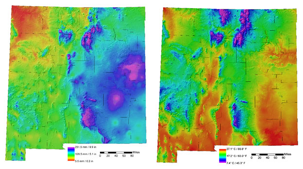 New Mexico precipitation and temperature data from PRISM